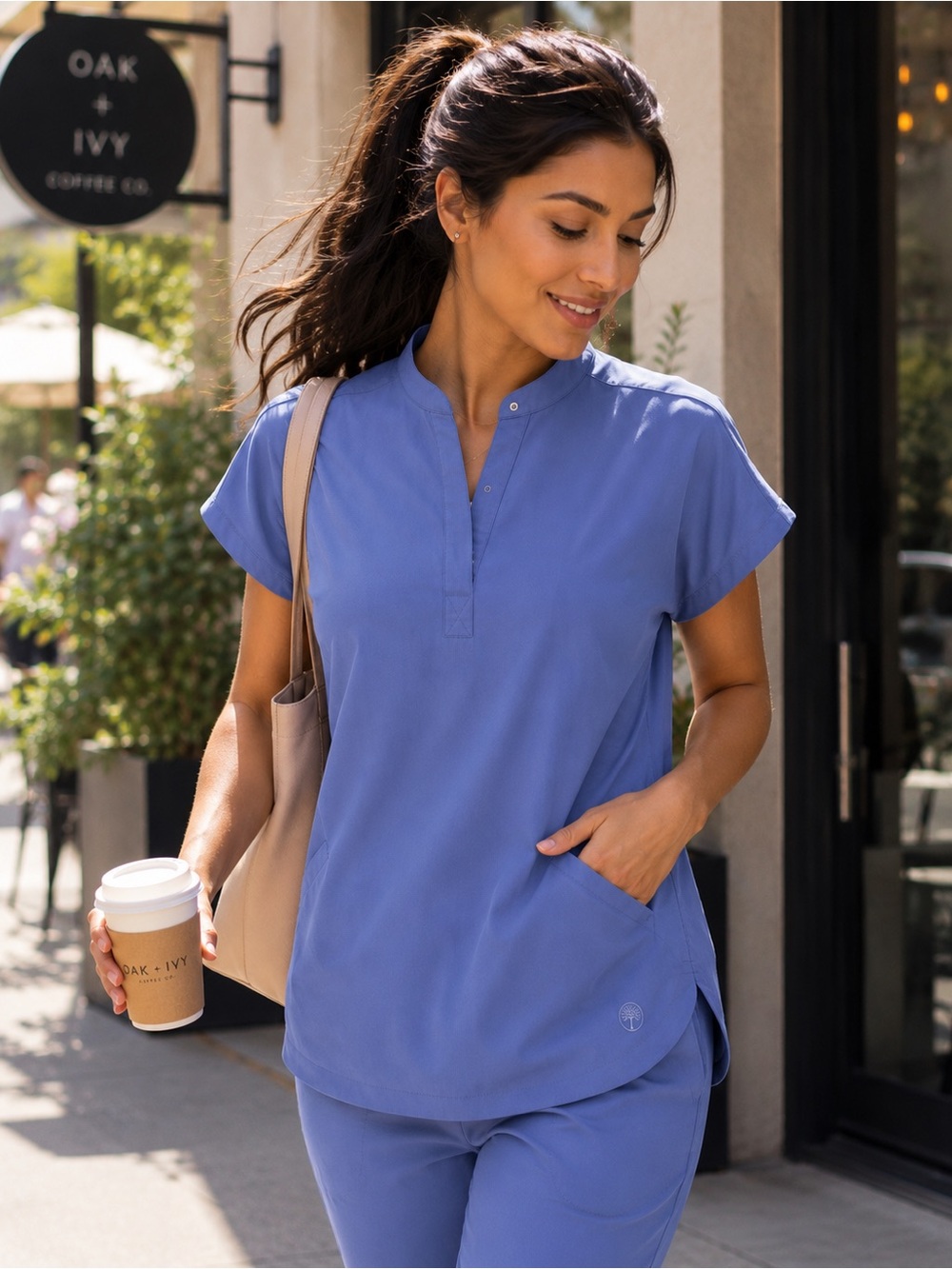 Healing Hands Purple Label Journey Ceil Blue Dolman Sleeve Scrub Top Size M